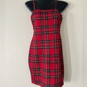Red plaid Body con dress
